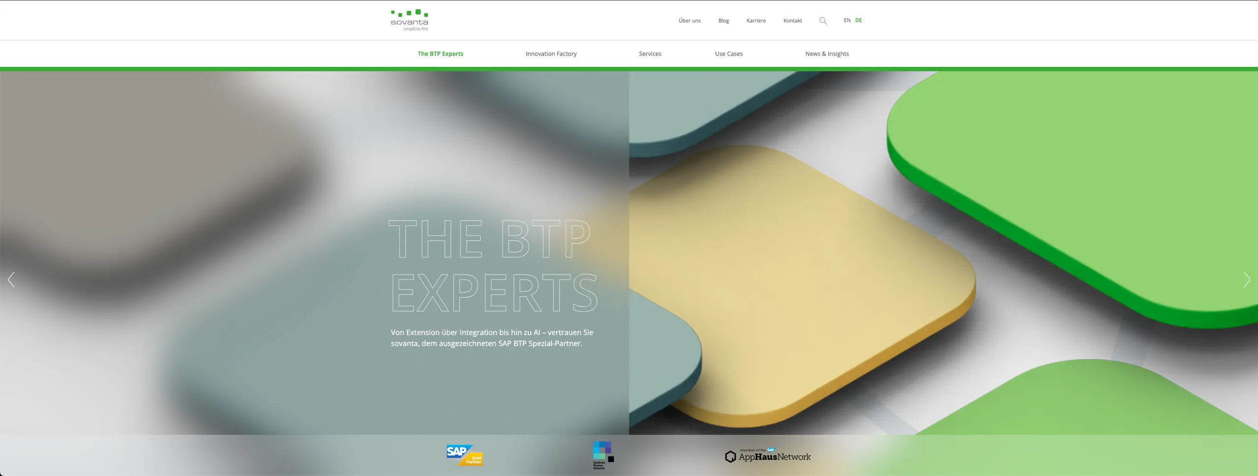 Startseite der sovanta WordPress Website auf einem 4k Monitor